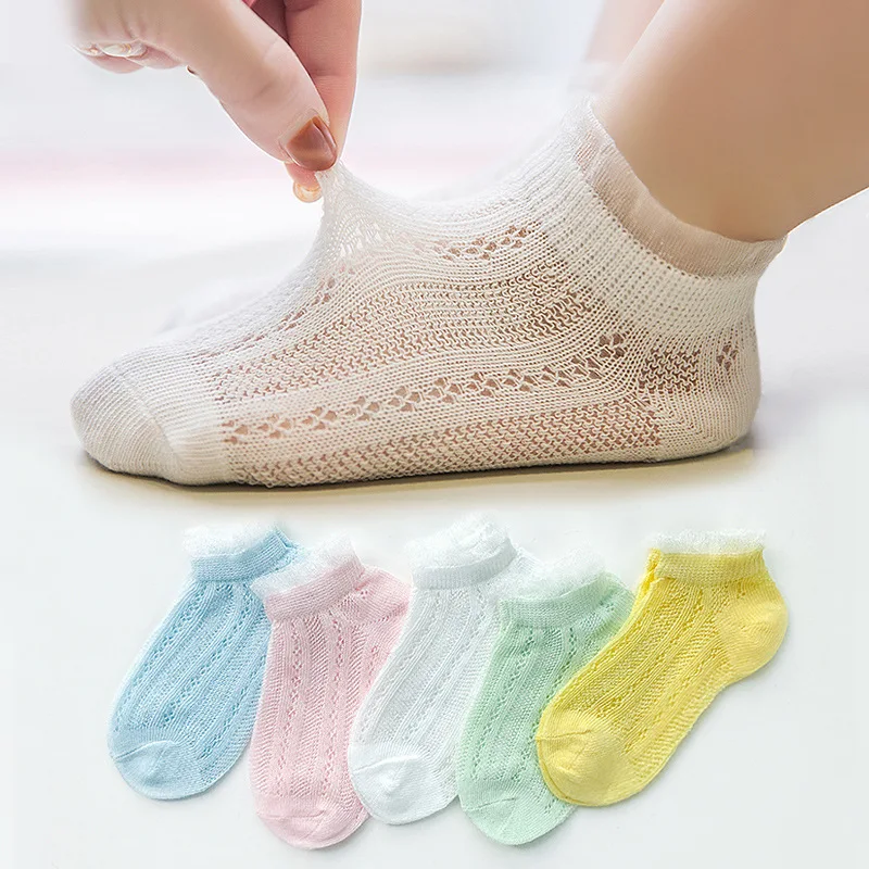 

5 Pairs/Lot Children Soft Cotton Socks Boy Girl Baby Fashion Breathable Sports Mesh Socks For 1-12Y Spring Summer Kids CN