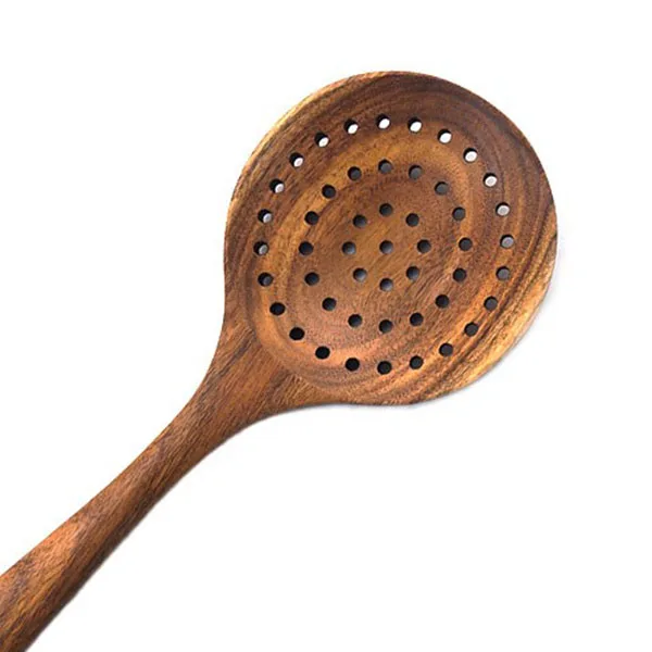 Деревянная ложка из тикового дерева с длинной ручкой для большого риса