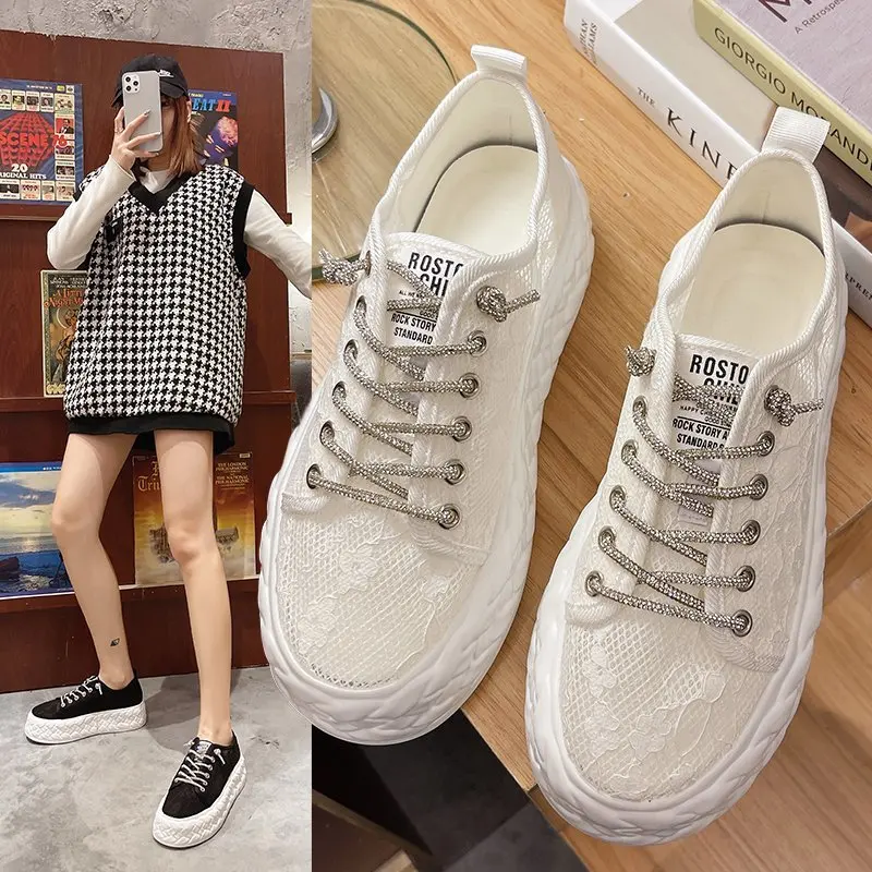 

Женские туфли на толстой подошве, удобные и элегантные туфли с вырезами и кружевом, Новинка лета 2021