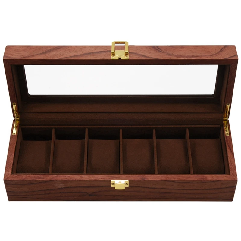 

2 Pcs Retro Wooden Watch Display Case Durable Packaging Holder Jewelry Collection Storage Watch Box 6 Digits &12-Bit