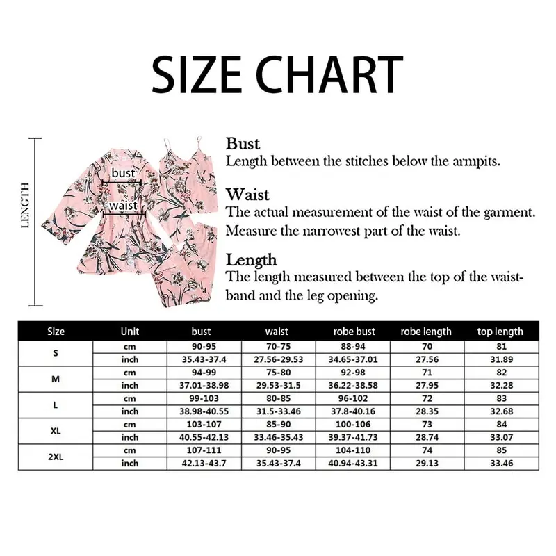 

Autumn Women Print Pijamas Set Three Pieces Sets Sleeveless Camisole Sleep Tops Elastic Waist Pants And Robe Women Homewear