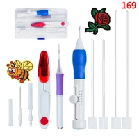 embroidery starter kit full set magic embroidery pen punch needle hoops threads stitching punch pen set craft tool for beginner