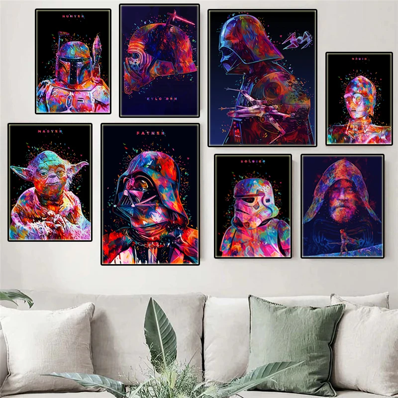 

Star Wars Graffiti Poster Darth Vader Yoda Movie Canvas Painting Print Abstract Wall Art Picture for Kid Room Home Decor Cuadros