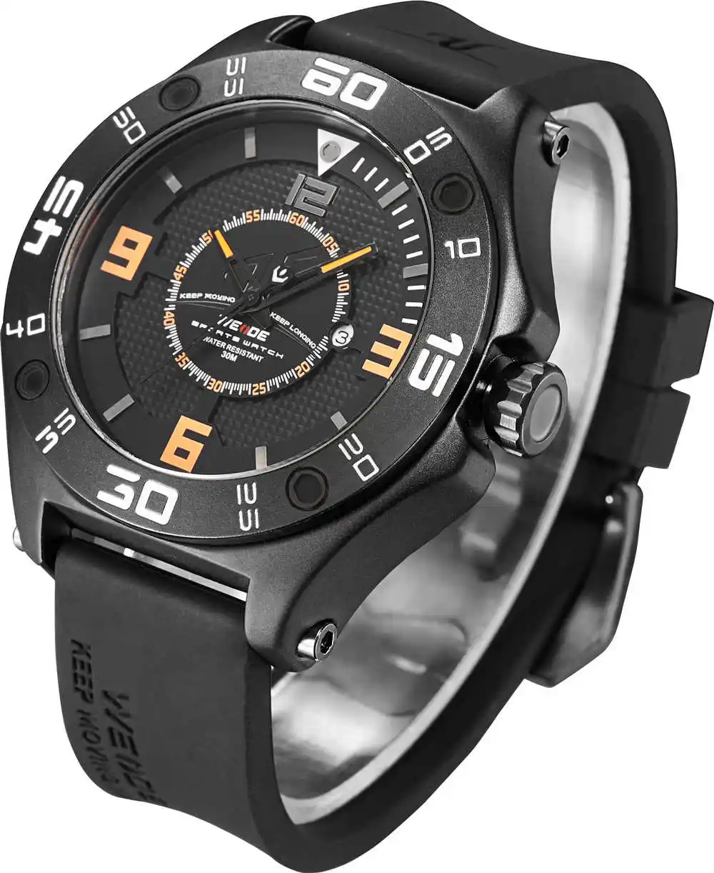 Лучшая цена мужские Модные Аналоговые часы с календарем черный силиконовый