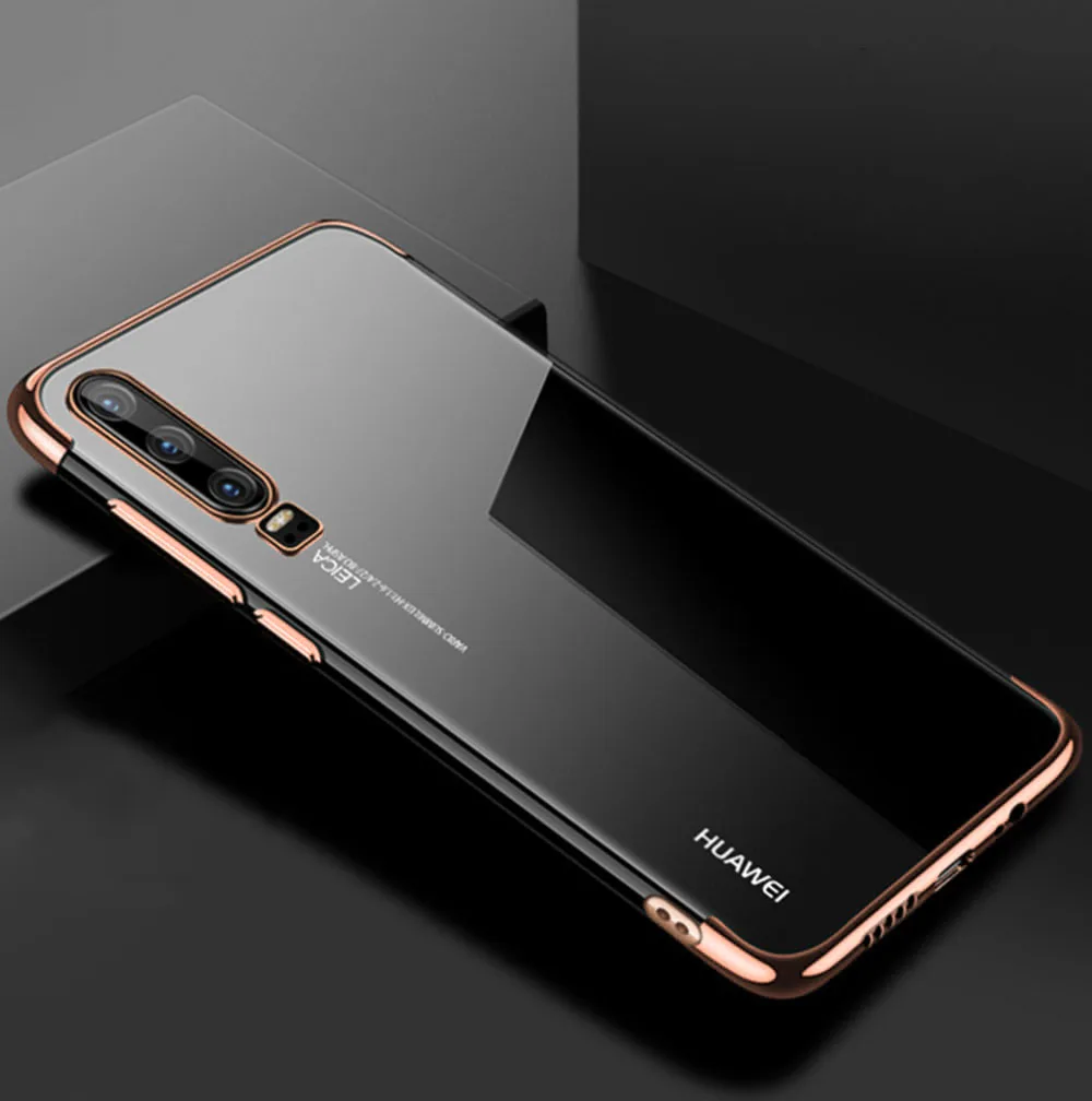 RosGold Чехлы с покрытием из ТПУ для huawei P30 Pro Lite P20 P Smart Z Plus Nova 3 3i 5 5i Honor 10 10i 20 мягкий силиконовый прозрачный чехол - Цвет: RosGold