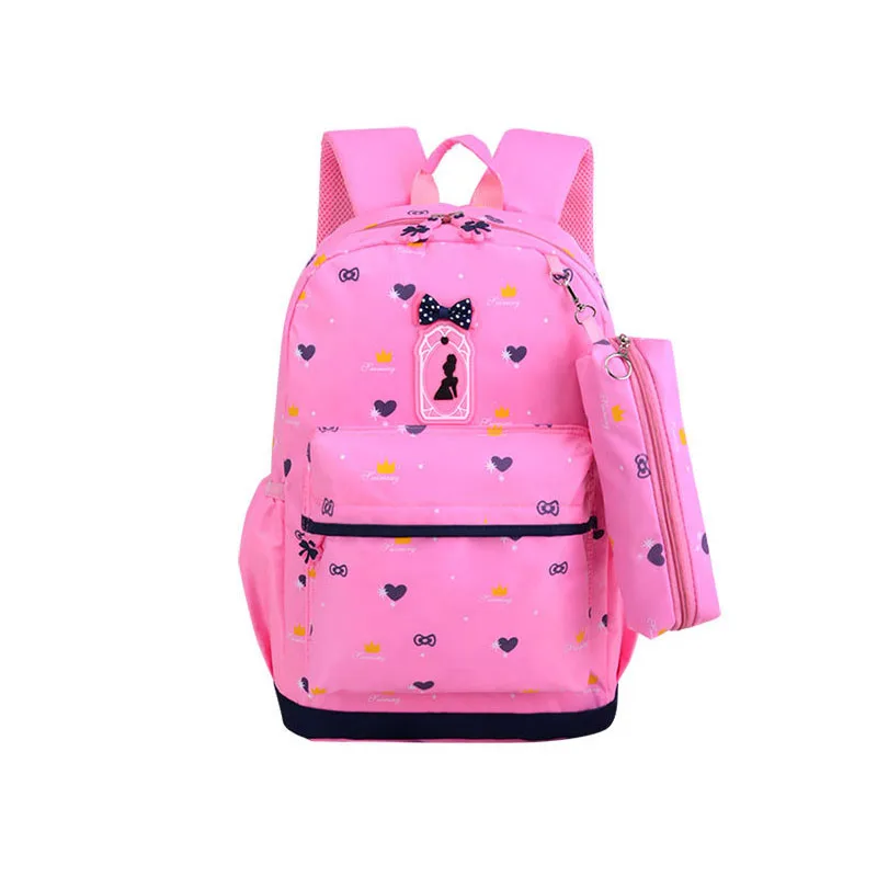 3 Pcs/set Cute Bow School Backpack For Girls Printing Bags Kids Student Mochila | Багаж и сумки