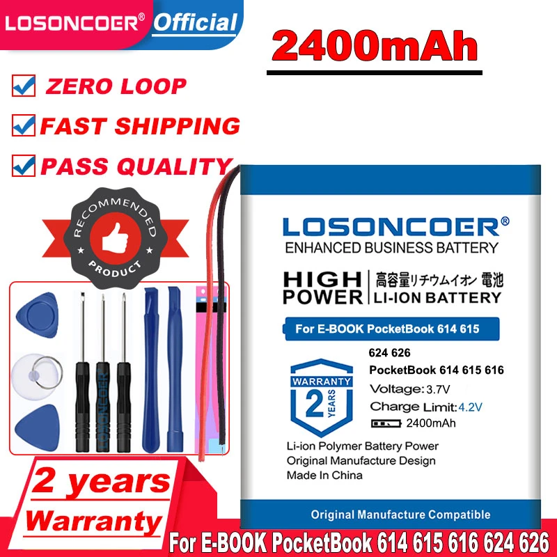 Аккумулятор 306070PL 2400 мАч для PocketBook 626 615 627 touch lux 3 Plus 632 Basic Touch 2 HD 4G 15 4K 19 306075|Батареи