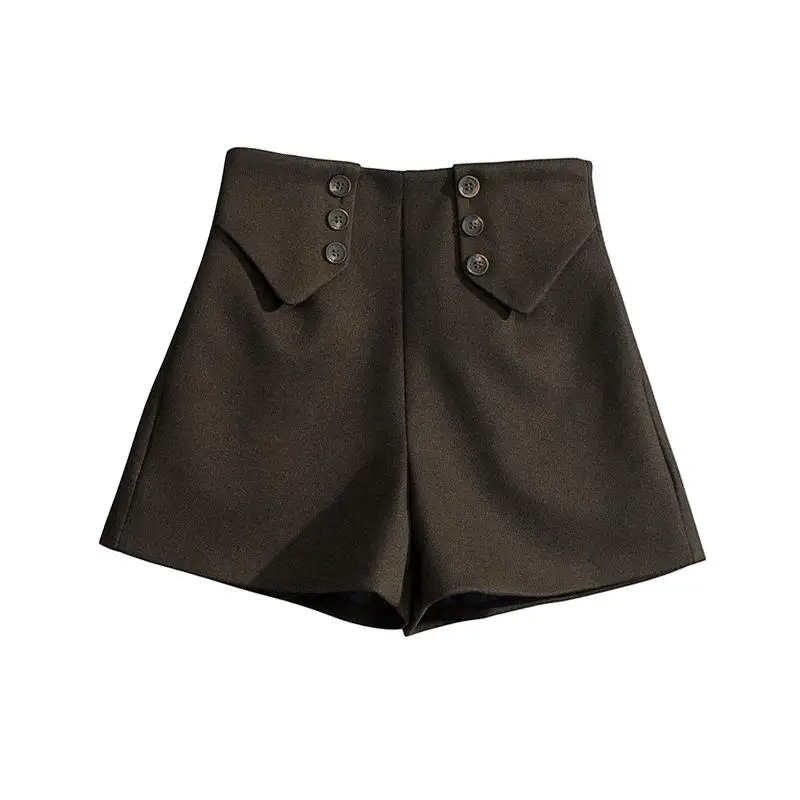 

Fashion High Waist Woolen Woman Shorts Vintage Loose Autumn Winter Wide Leg Mini Shorts Female Streetwear Mujer Pantalones Q3306