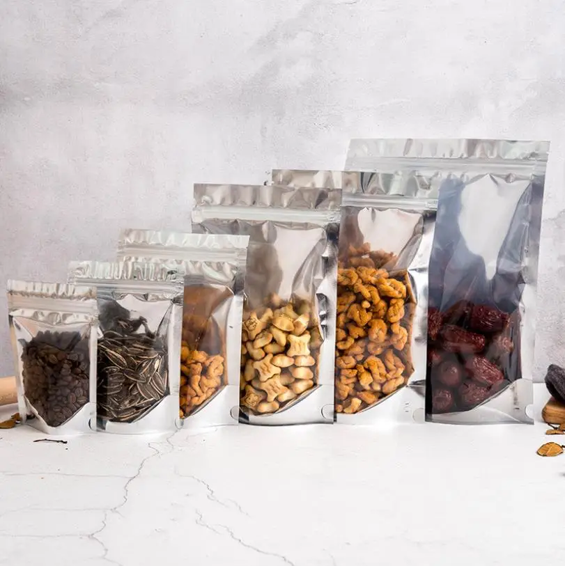 

20 PCS Food Storage Bags Ziplock Bag Aluminum Foil with a Clear Window Stand Up Resealable Smell Proof Plastic Bag Packagings