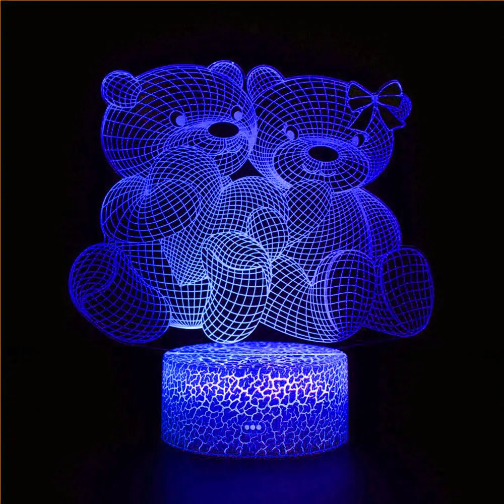 

Remote control/touch LED desk lamp 3D night light decoration bear LED light Valentine's Day gift love bear doll statue model toy