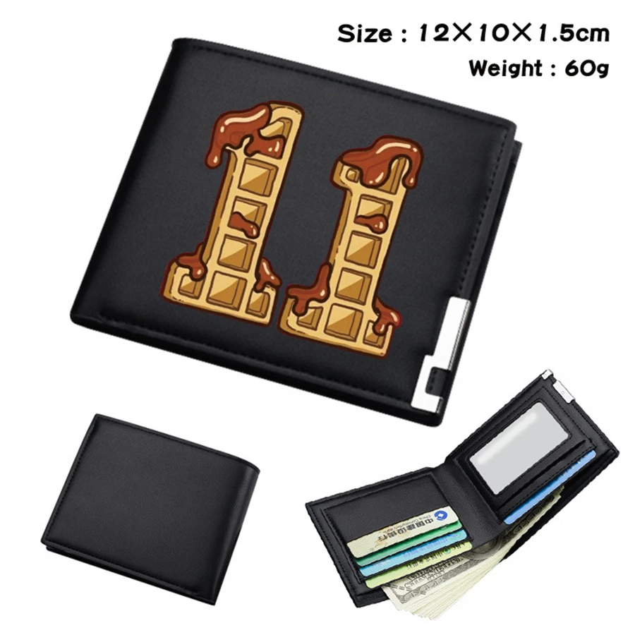 Cute Stranger Things Black PU Wallet Men's Bifold Photo Card Holder Boys Girls Teenager Leather Cosplay Casual Purses Gifts