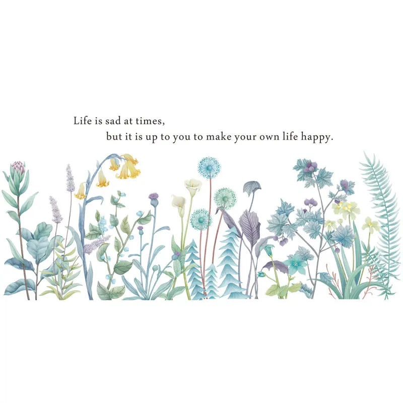 Съемная Наклейка на стену с голубыми цветами украшение для кровати наклейка