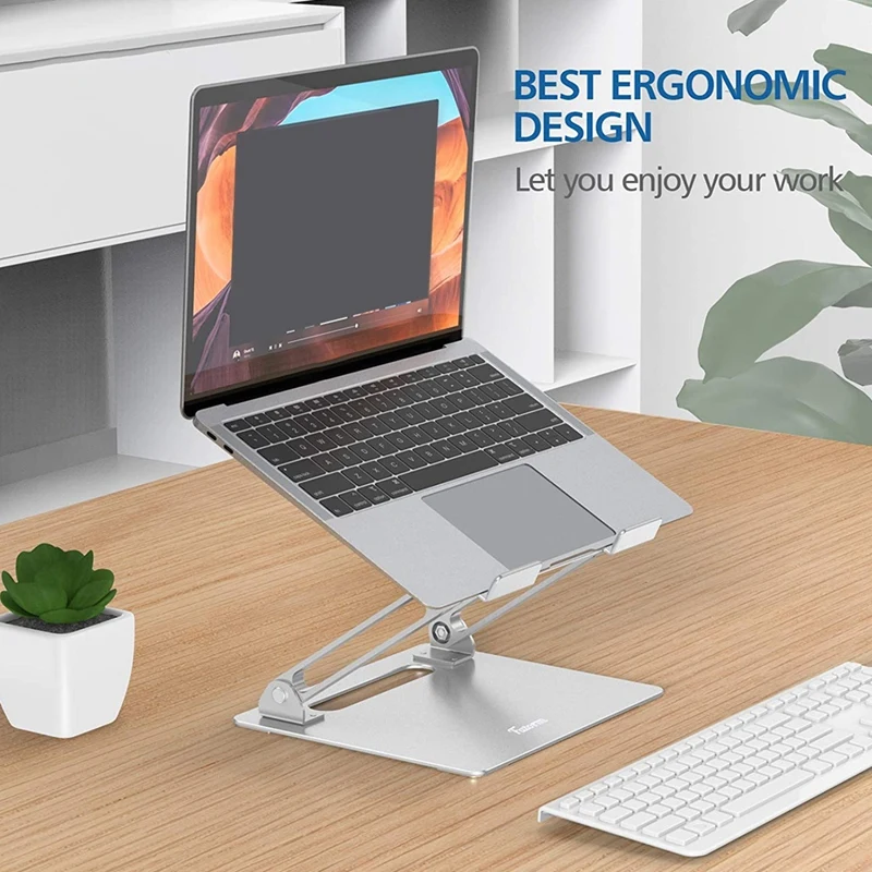

Laptop Stand, Height-Adjustable Computer Laptop Riser Stand with Heat-Vent, Ergonomic Aluminum Laptop Holder
