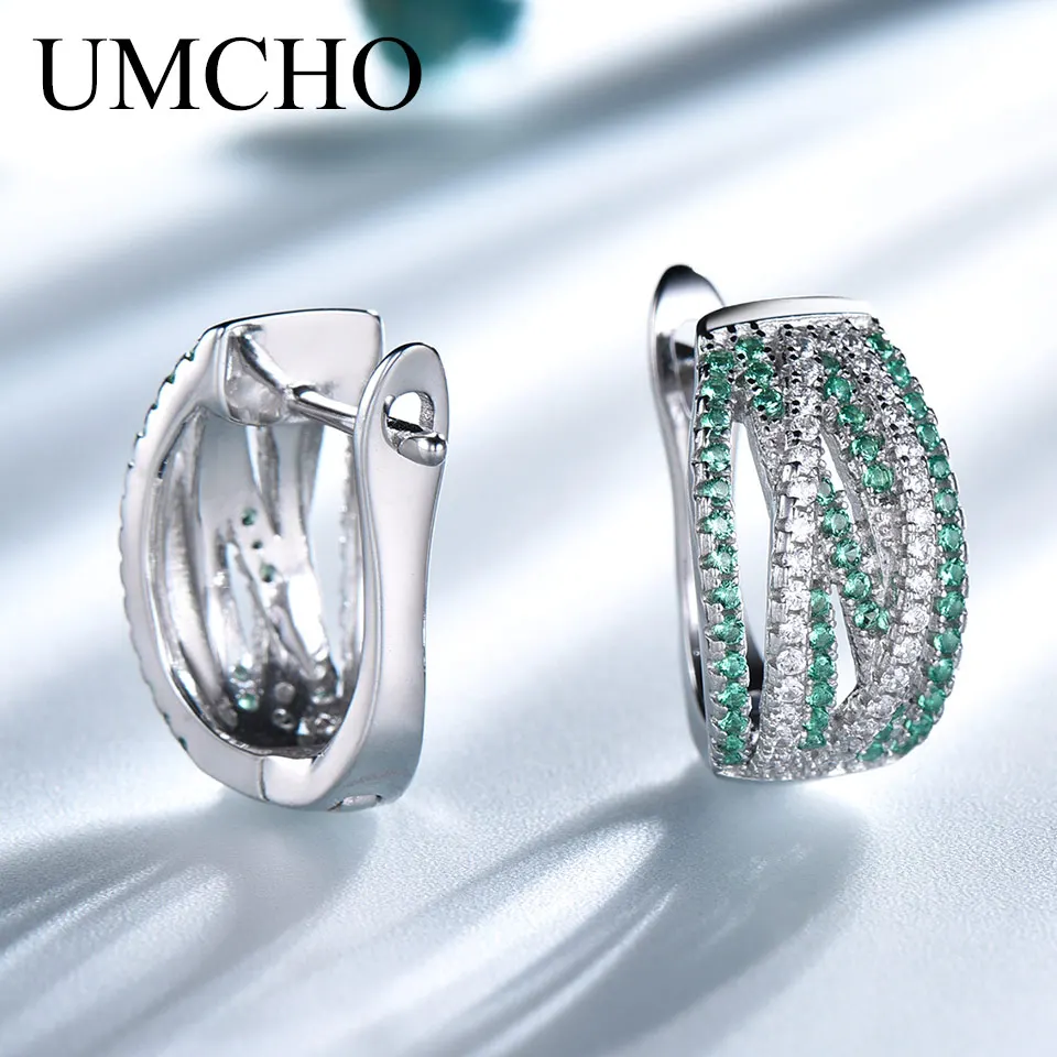 Женские серьги-клипсы UMCHO из серебра 925 пробы с изумрудами Ювелирное Украшение