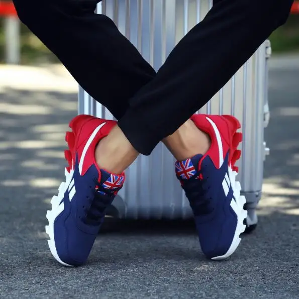 Туфли мужские дышащие повседневная обувь на плоской подошве синие красные серые