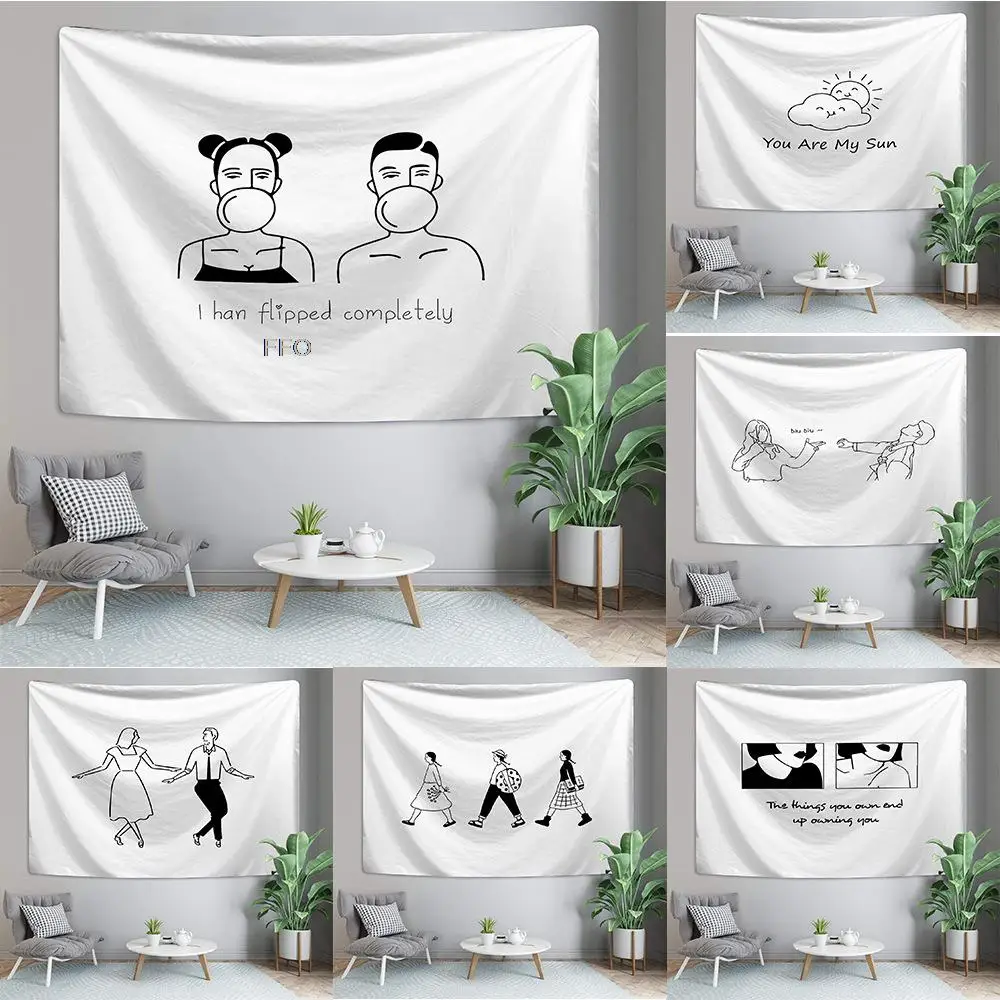 Настенный гобелен с рисунком пар гобелены в стиле хиппи надписью Love для мужчин и