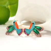 limario 2022 fashion rhinestone birds stud earrings for women vintage blue enamel earring fashion jewelry brincos