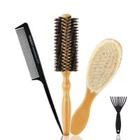 4 pieces hair brush kit curling comb rat tail comb dense hair comb with cleaning claw beard care for women men hair comb