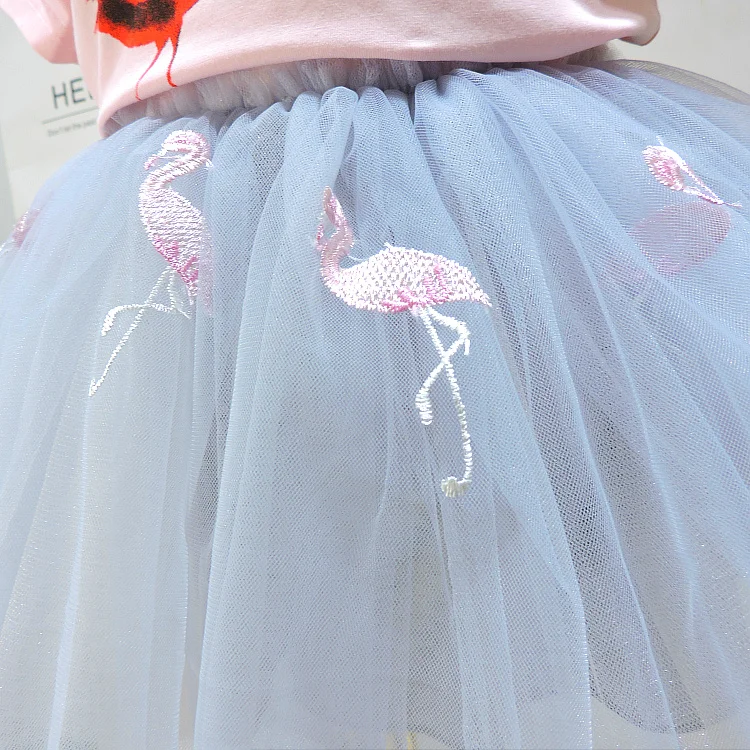 Топы с Фламинго + платье пачка 2 шт. на день рождения для девочек детские платья