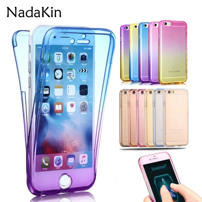 360 Degree Gradient Full Body Front Back Soft Clear Case Cover For iPhone 11 Pro XS MAX XR 5 5S SE 5SE 6 6S 7 8 Plus X Fundas |