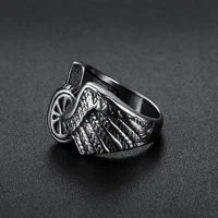 megin d hot sale punk wheel wings shapes stainless steel rings for men women couple family friend fashion design gift jewelry