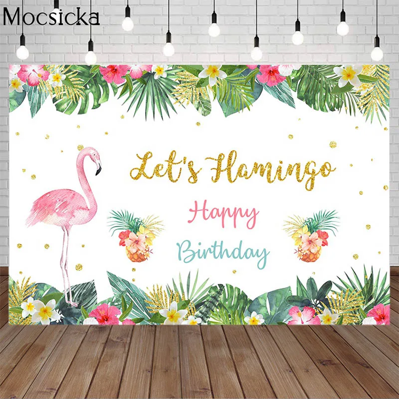 Давайте Фламинго На День Рождения вечерние фон лето цветы тропические растения