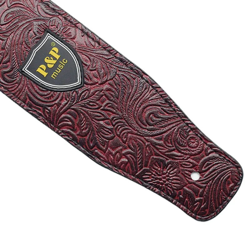 

Textured PU leather material guitar bass strap, fashion rock style guitar strap trendy bass strap