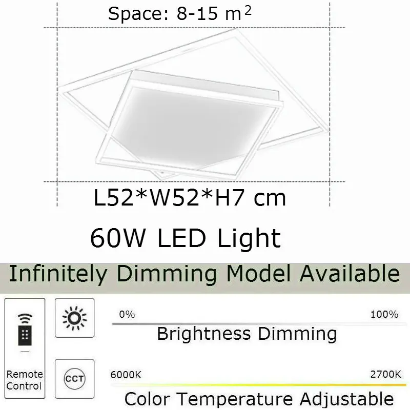 

Simplicity Ceiling Lamps for Bedroom Modern Individuality Home Decoration Light 60W LED Infinitely Dimming with Remote Control