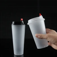 20oz disposable plastic juice cup with heart lid frosted milk tea cups food grade pp beverage container wb3150