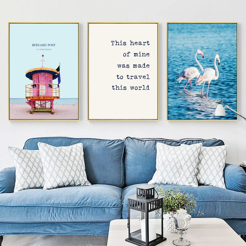 Пляжное полотенце с изображением фламинго Листьев Настенная картина для