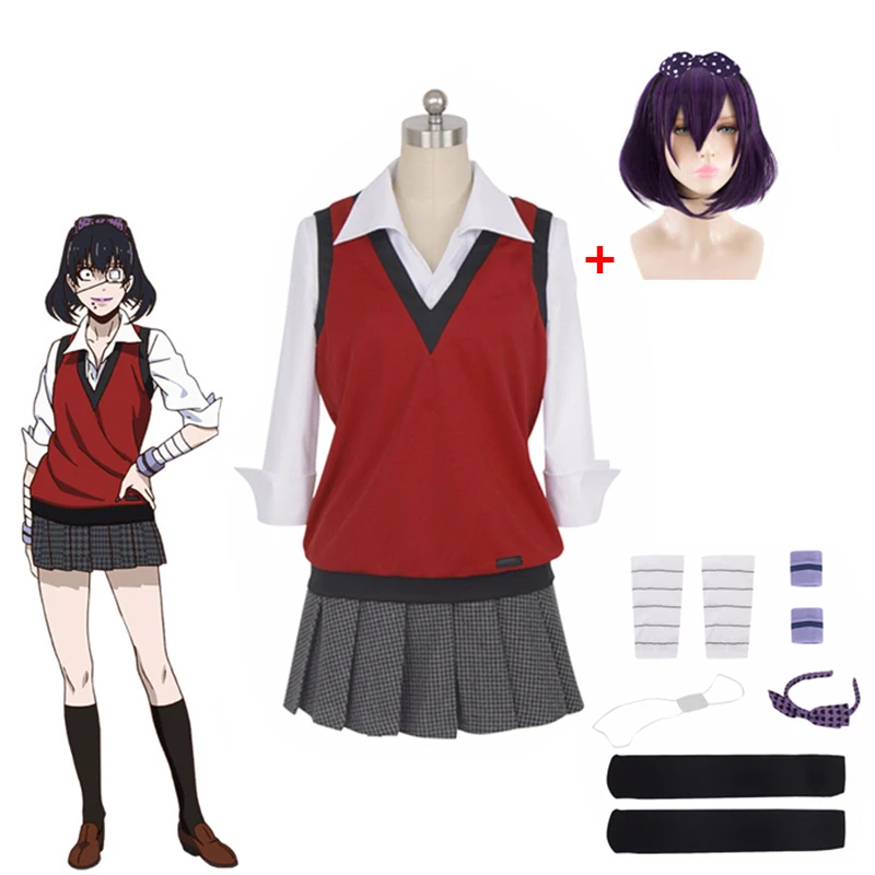 

Anime Kakegurui Compulsive Player Midari Kishu Cosplay Costume Japanese School Uniform Dress Women Halloween Party Costume