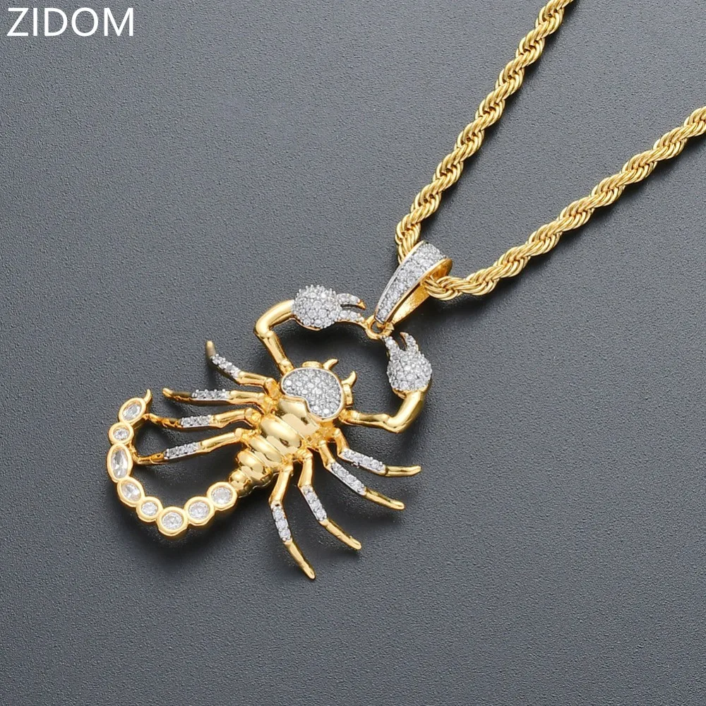 Мужские ожерелья-подвески в стиле хип-хоп с блестящими скорпионами ожерелья