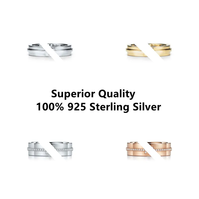 

Мужское и женское кольцо с двойным Т-образным вырезом, из серебра 2021 пробы