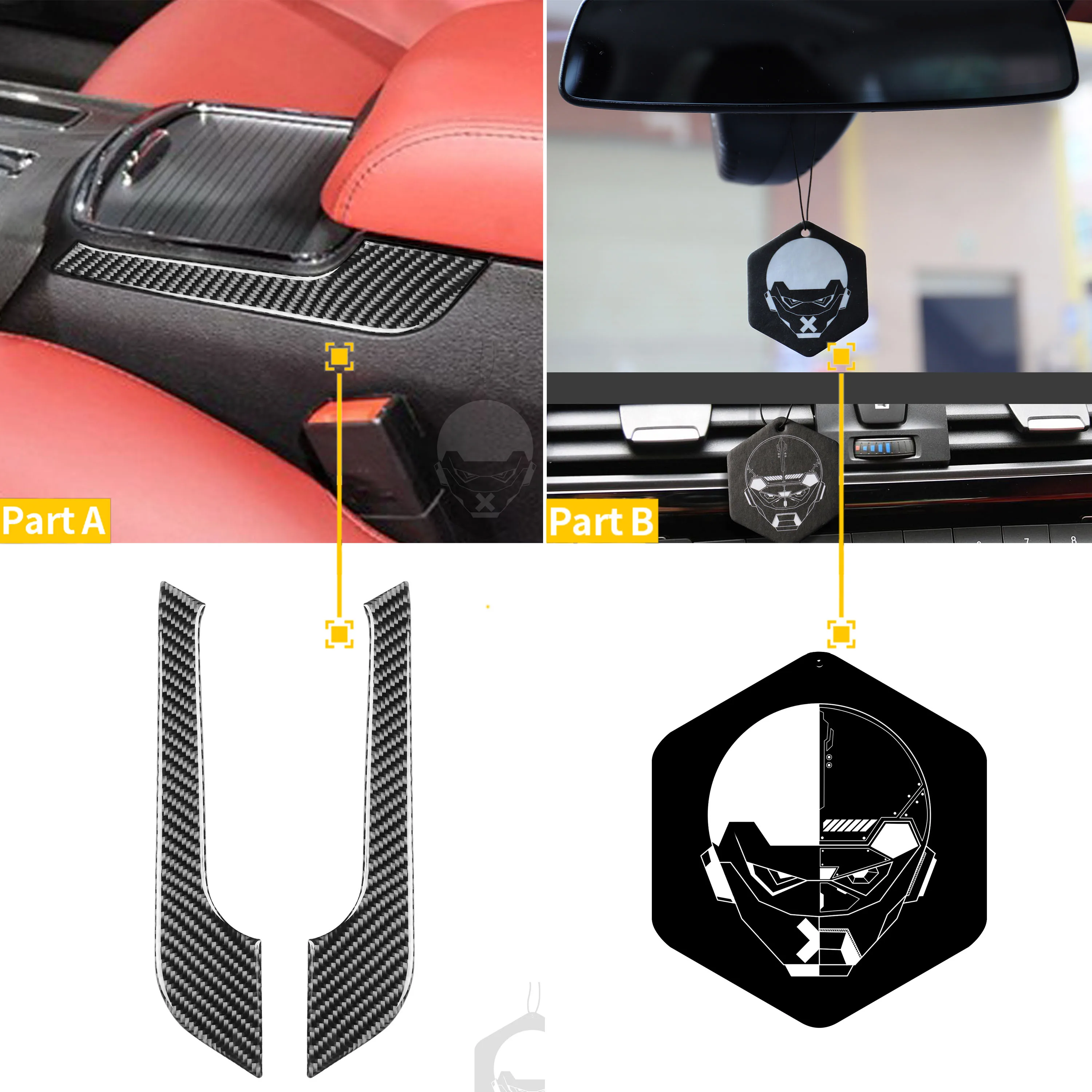 Auto Center Armrest Trim Sticker Left Right For Dodge Charger LD 2015+ Carbon Fiber Cup Holder Cover Decorative Car Accessories