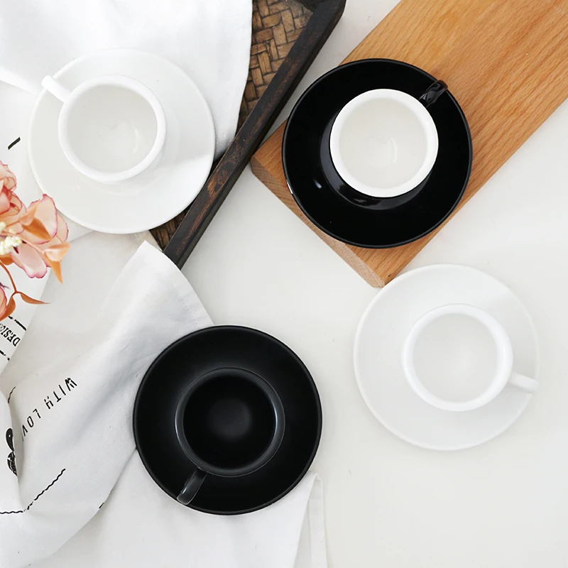 90 мл чашка для эспрессо кофе с резьбой в форме яйца маленькая черная керамика