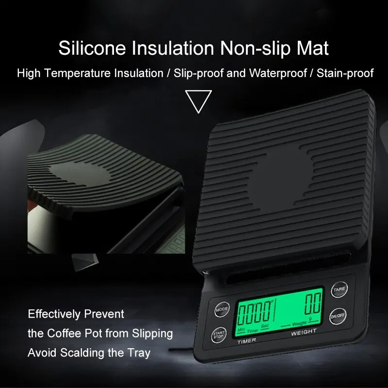 B&aacute;scula Digital de alta precisi&oacute;n con temporizador para cocina, balanza LCD de caf&eacute; de goteo de 3kg, 0,1g, 5kg, 0,1g, 0,1g-2