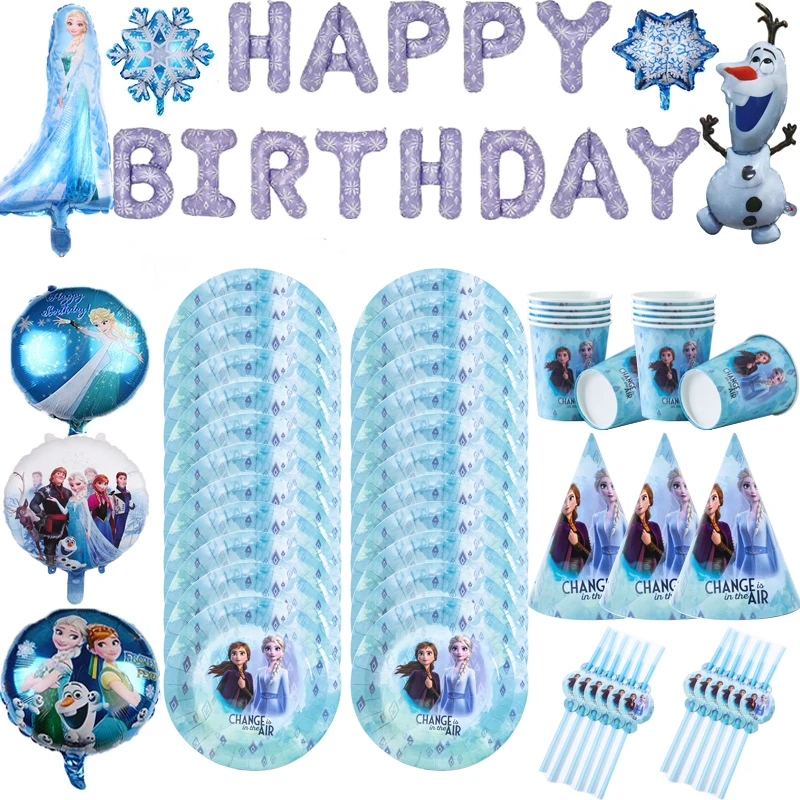 

Disney Frozen Girls Favor Birthday Party Decor Gift Bag Paper Cups Plates Spoon Cartoon Elsa Anna Disposable Tableware Supplies