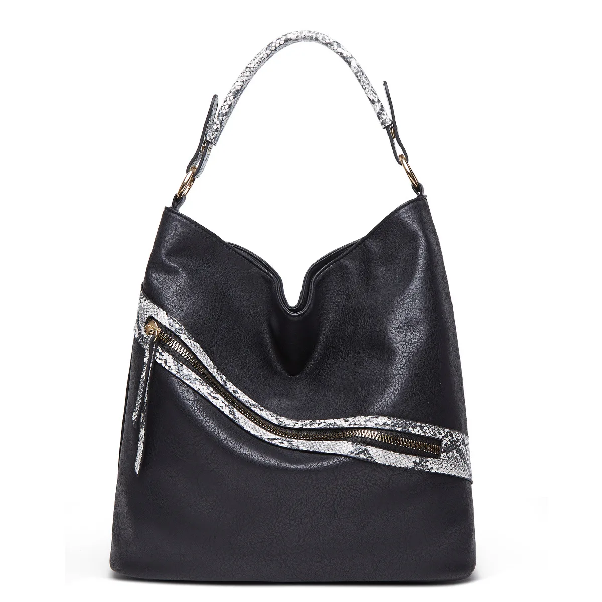 

2020 autumn and winter new bucket bag snakeskin shoulder bag hand bag European and American fashion ladies armpit bag