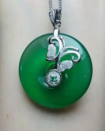 Эксклюзивный дизайн подвески и ожерелье из натурального зеленого нефрита с