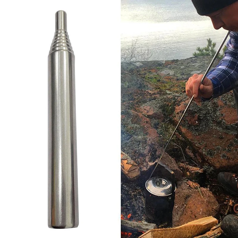 

1pcs Stainless Steel Pocket Bellows Make-Fire By Blasting Air Collapsible Campfire Tool Camping Hiking Hunting Outdoor Tools
