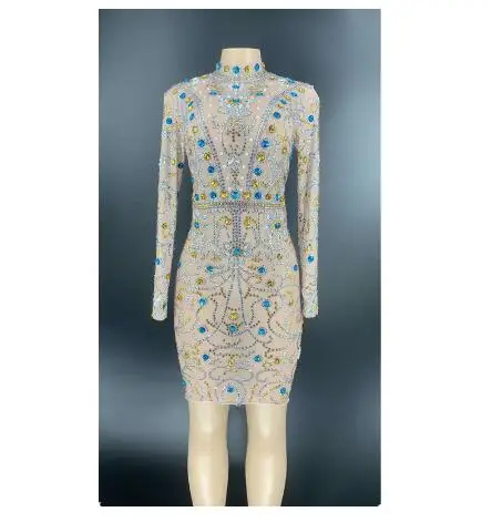 

Сексуальное женское блестящее Прозрачное платье, костюм для джазовых танцев, праздновечерние дня рождения, вечеринки, выпускного вечера