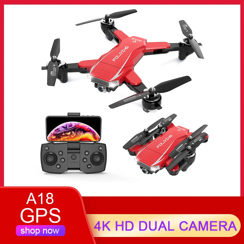 

A18 UAV The GPS Brush Motor 4K Dual Cameras Dual Camera 4K HD Four Axis Aircraft Helicopte Profesional Dron Rc Quadcopter Toys