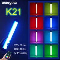 weeylite k21 8w photography light stick rgb led handheld video selfie photo fill soft lamp lights with tripod app control
