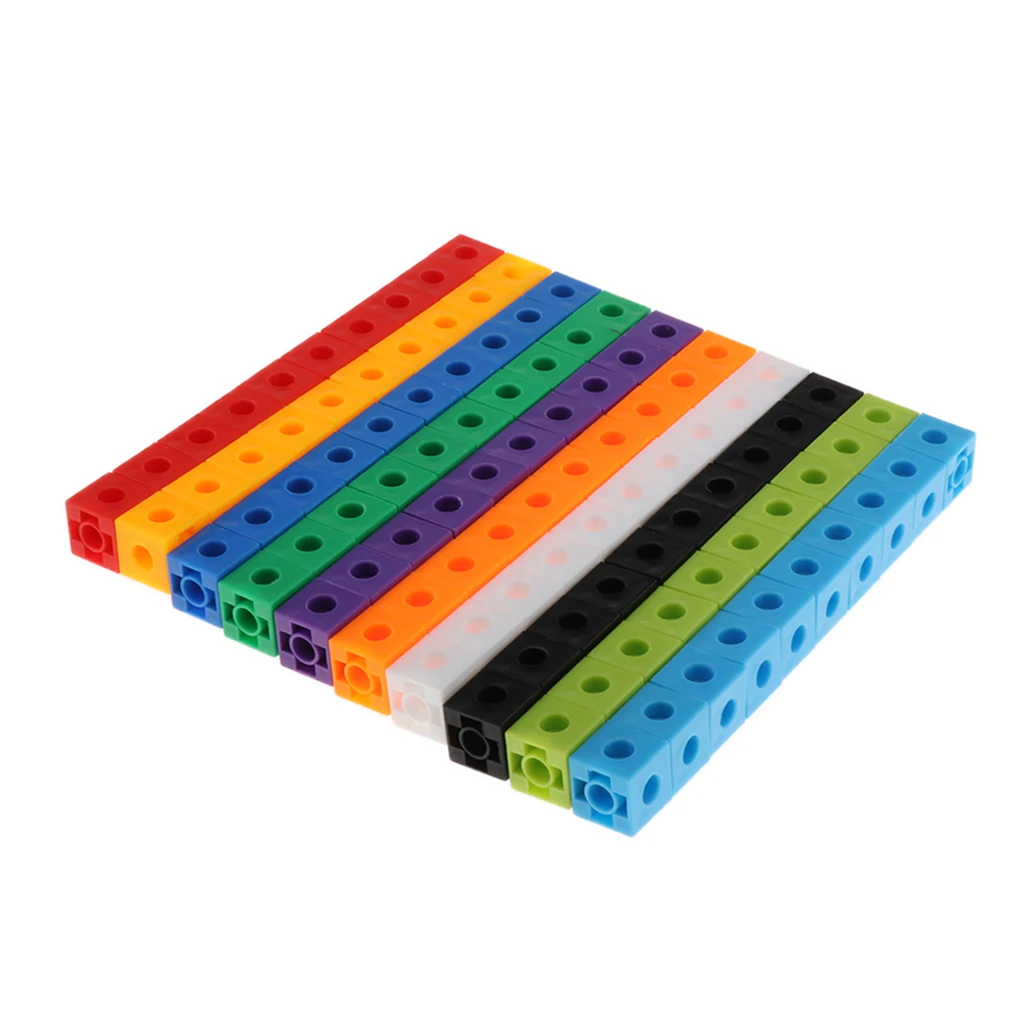 

100Pcs 10 Colors Multilink Linking Counting Cubes Snap Blocks Teaching Math Manipulative Kids Early Education Toy