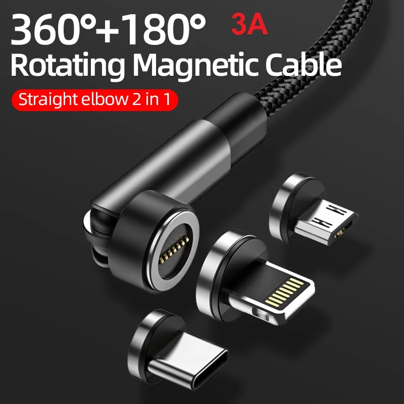 

Magnetic Charging Cable 3 in 1 540 Universal Data Cable Magnetic Line 3A Fast Charging Suitable for iPhone 12 11 Xiaomi Huawei
