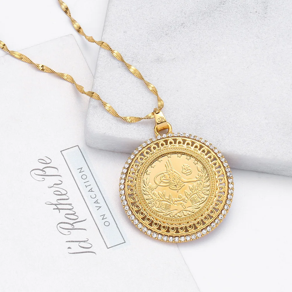Женский кулон с золотом и кристаллом Allah ожерелья подвески для женщин