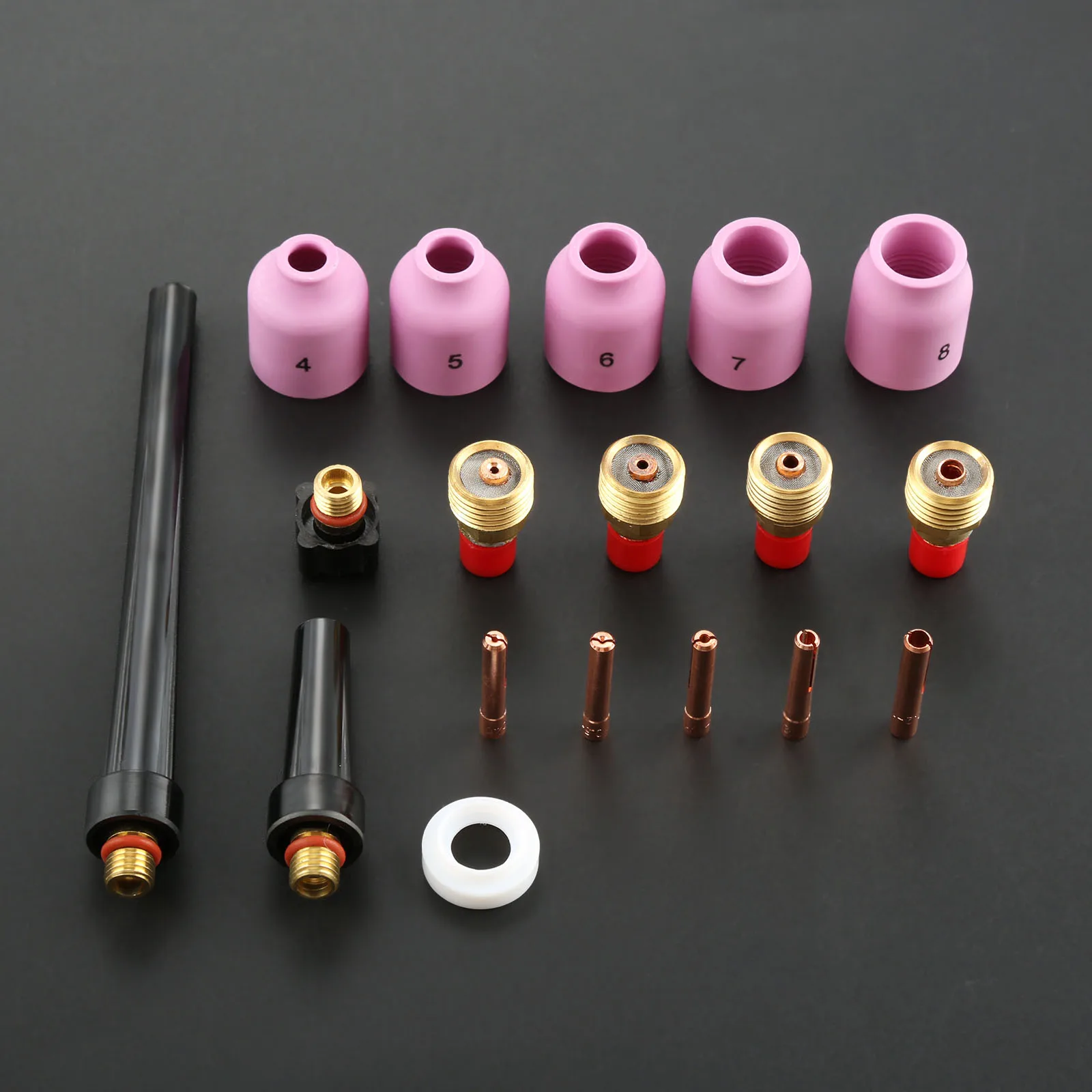 

18pcs TIG Welding Torch Stubby Gas Lens Kit Cup Collet Body Nozzle TIG Back Cap TIG Welding Torch SR-WP9-20-25
