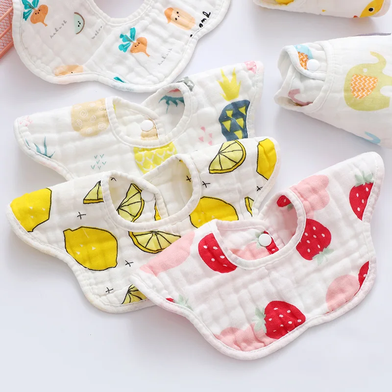 

Baby Bibs 360 Degree Rotation Petal 6 Layers Cotton Gauze Kids Bandana Burp Cloth Soft Newborn Infant Saliva Towel Baby Stuff