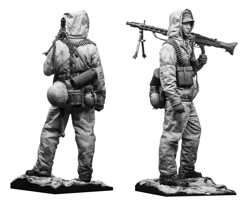 

1/24 75mm 1/18 100mm Resin Model World War II German Machine Gun Soldier Figure Sculpture Unpainted No Color RW-076
