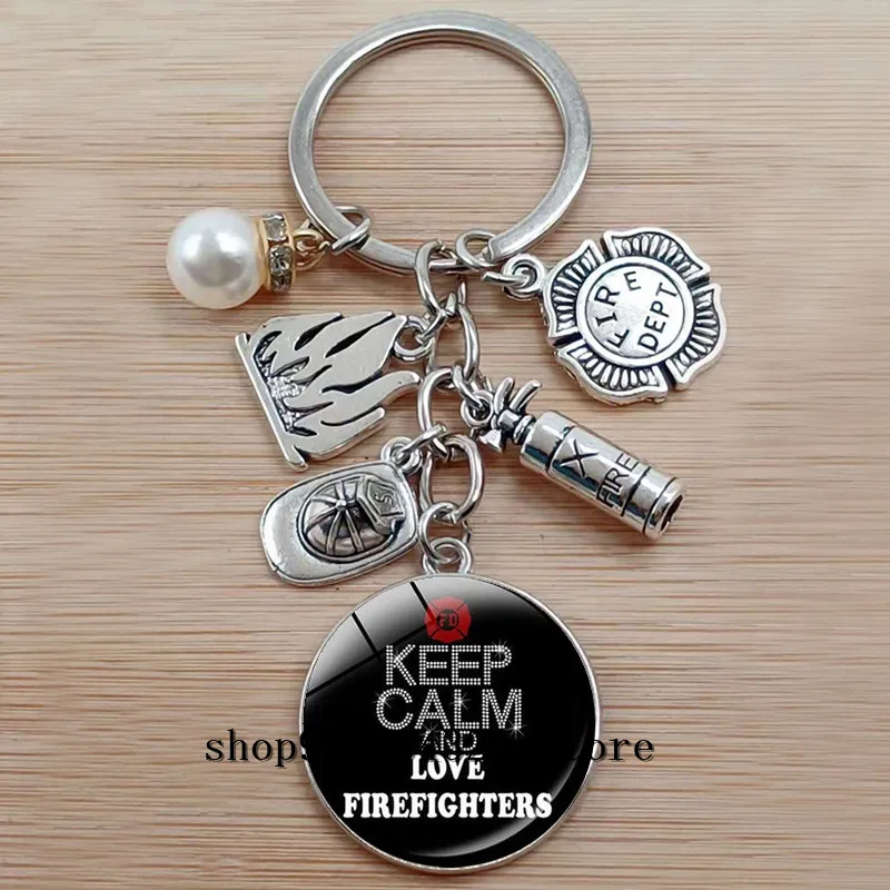 Новые Классические пожарный аварийно-спасательных дизайн брелок стеклянный